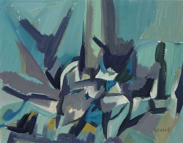 Uldino Desu&#242; : Senza titolo  (1965)  - Tempera su cartoncino - Auction PARADE - Modern and Contemporary Art - Casa d'aste Farsettiarte