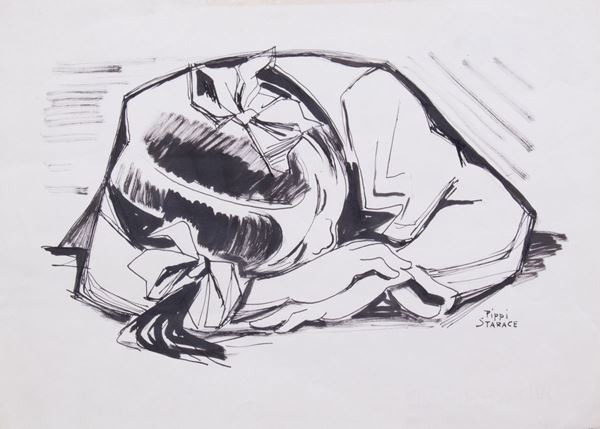 Pippi Starace : Bambina che dorme  - China su carta - Auction PARADE - Modern and Contemporary Art - Casa d'aste Farsettiarte