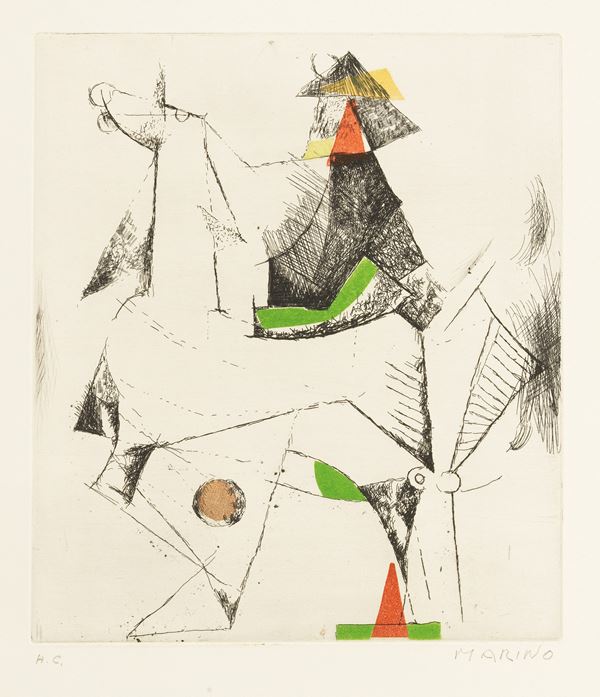 Marino Marini : Composizione  (1971)  - Acquaforte e acquatinta a colori, es. H.C. - Auction Modern and Contemporary Art - I - Casa d'aste Farsettiarte