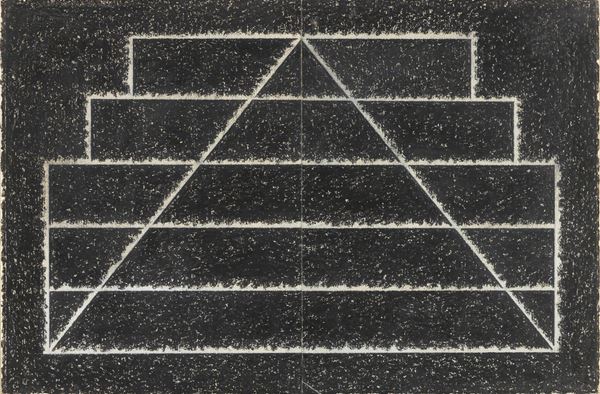 Paolo Cotani : Piramide (ciclo architetture)  - Pastelli a cera e tecnica mista su cartoncino applicato su tavola - Asta Arte Moderna e Contemporanea - I - Casa d'aste Farsettiarte