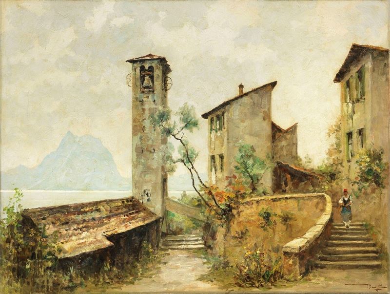 Roberto Marcello (iras) Baldessari - Veduta a Gandria sul Lago di Lugano