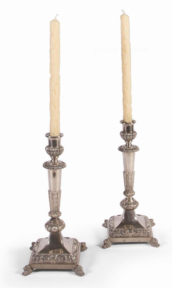 Coppia di candelieri in argento  - Auction The Art of the Table - Casa d'aste Farsettiarte