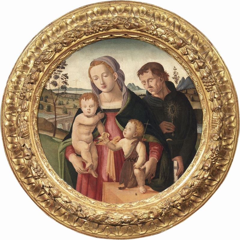 Scuola Umbra del XVI Secolo - Madonna Col Bambino, San Giovannino e Santo