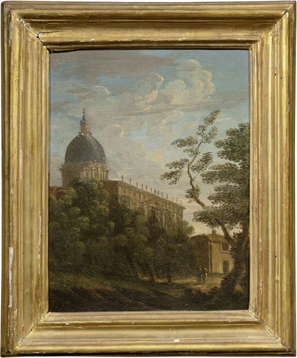 Paolo Anesi (cerchia di) - Veduta di fantasia con San Giovanni in Laterano