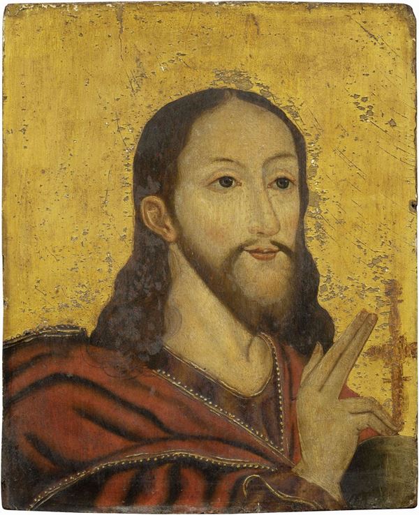 Pittore fiammingo fine del XVI secolo - Cristo benedicente