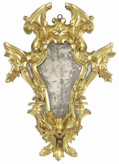 Specchiera in Legno Intagliato e Dorato