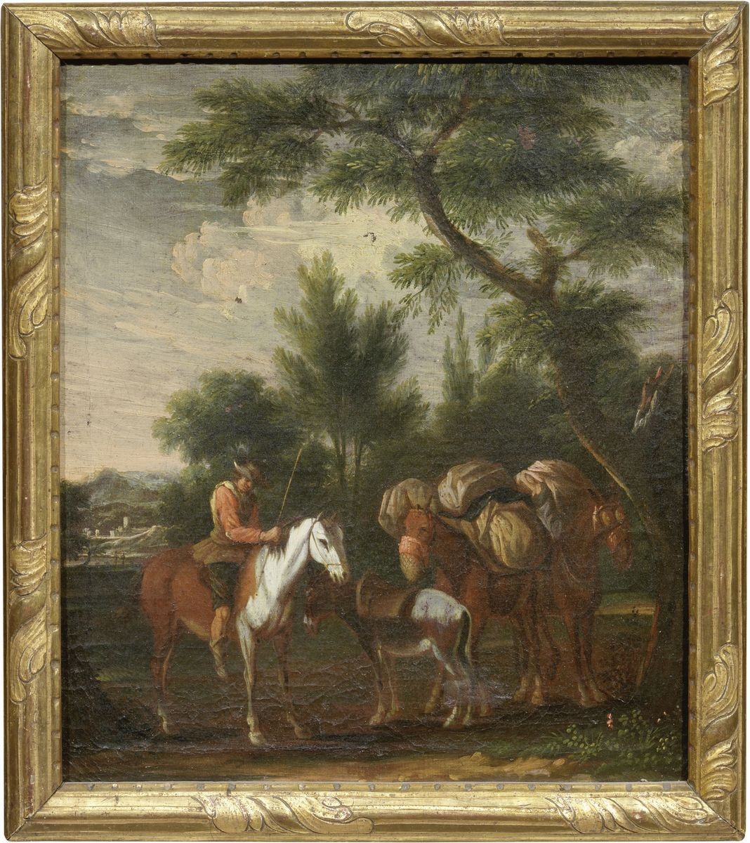 Scuola Emiliana del XVII Secolo - «scena di Caccia» e «viandante a Cavallo»