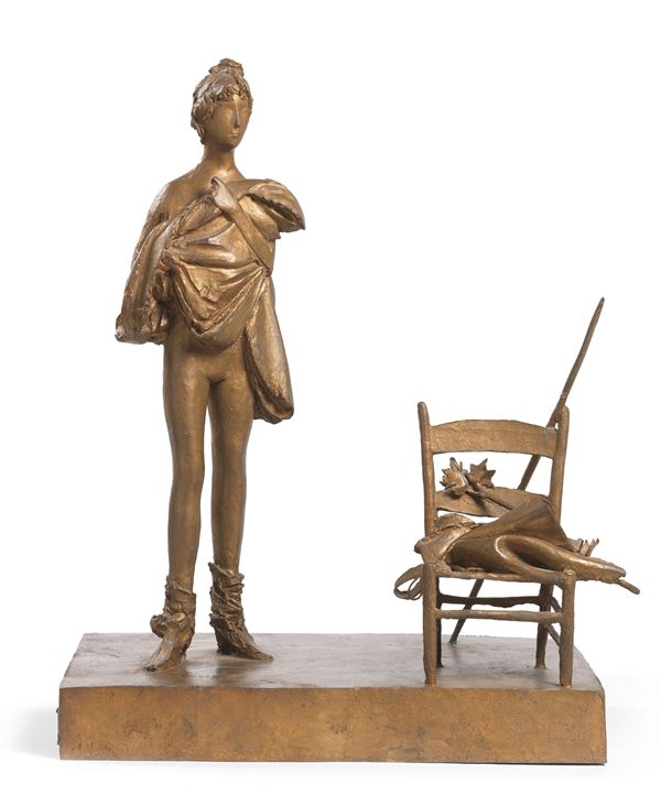 Giacomo Manz&#249; : Striptease con sedia  (1975)  - Scultura in bronzo - Asta Arte Moderna - II - Casa d'aste Farsettiarte