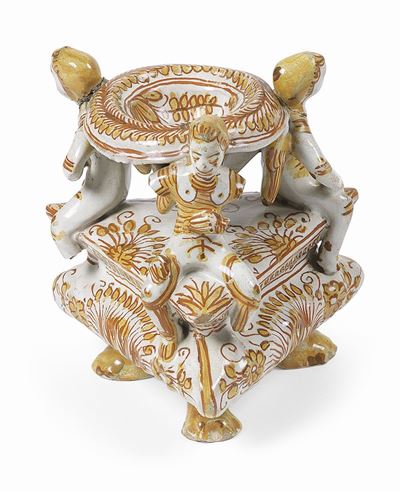 Saliera in Maiolica Policroma