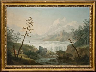 Due Opere a Soggetto «paesaggio Montuoso con Cascata»
