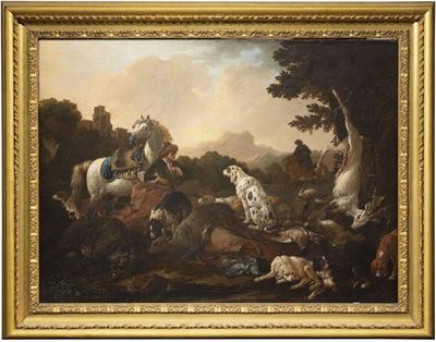 Scena di Caccia con Cani e Selvaggina