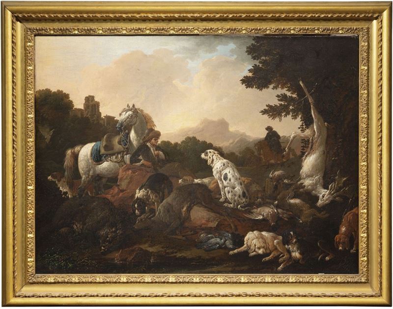 Martino Domenico Raimondo Brandi (attr. A) - Scena di Caccia con Cani e Selvaggina