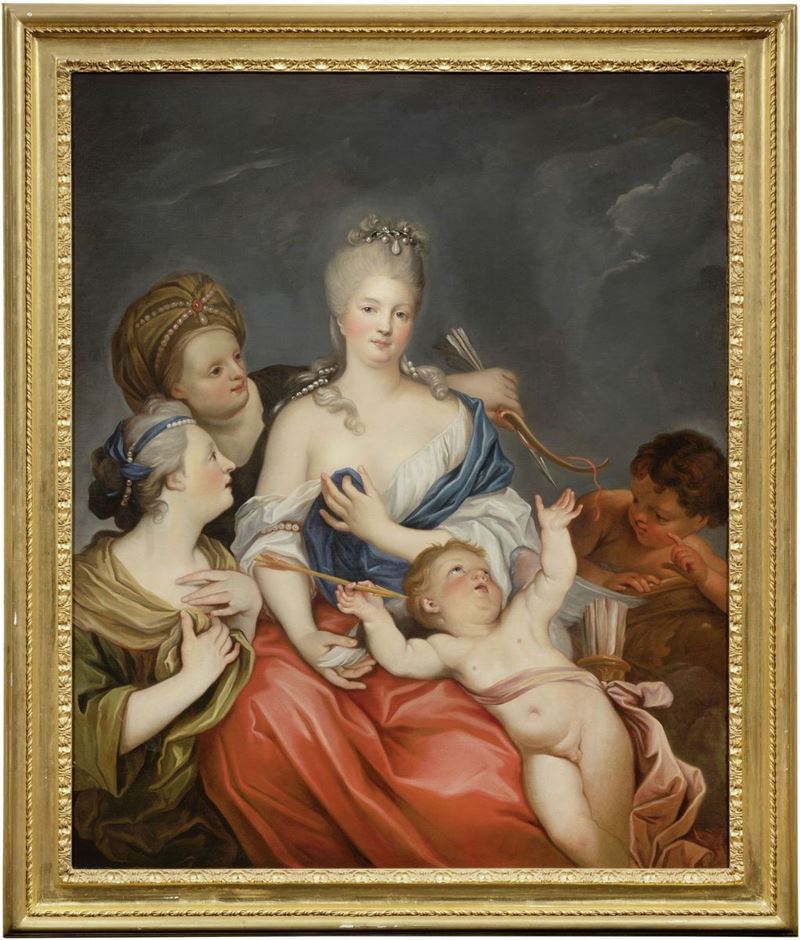 Maestro Fiammingo del XVII Secolo - Ritratto Femminile nelle Vesti di Diana Cacciatrice