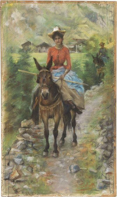 Signora Elegante a Dorso di Mulo