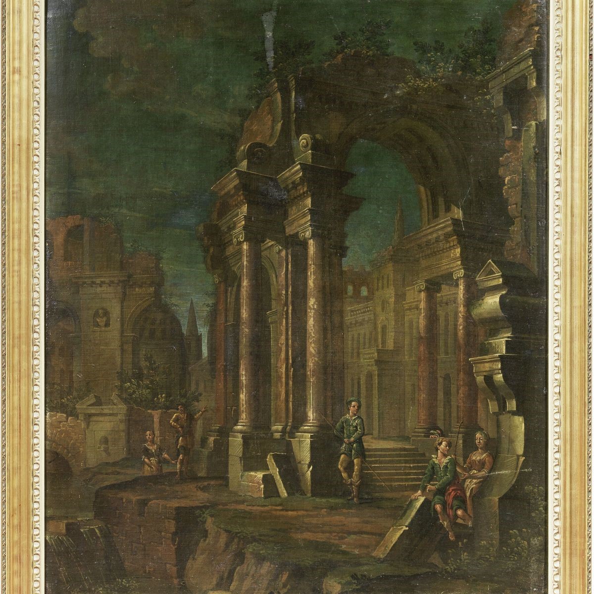 Scuola Emiliana del XVIII Secolo - «capriccio Architettonico con Obelisco e Figure» e «capriccio ...