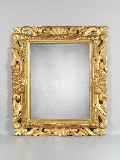 Grande Specchiera in Legno Intagliato e Dorato