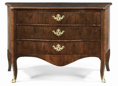 Commode Lastronata in Legno di Noce con Filettature in Palissandro