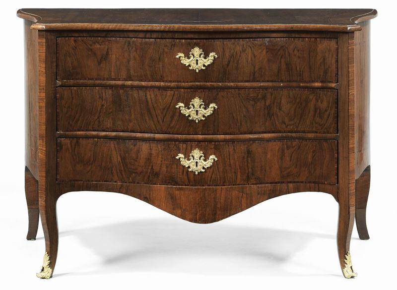 Commode Lastronata in Legno di Noce con Filettature in Palissandro
