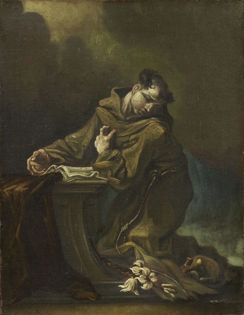 Ambito di Alessandro Magnasco Scuola Genovese del XVII Secolo - Sant'antonio Orante
