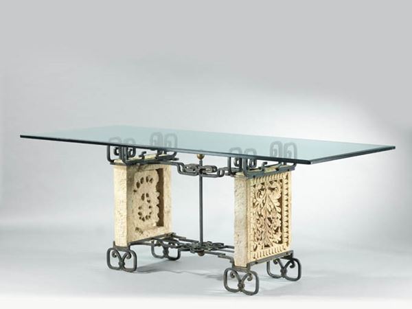 Tavolo con piano in cristallo  - Auction Parade I - Forniture and Old Masters Paintings - I - Casa d'aste Farsettiarte