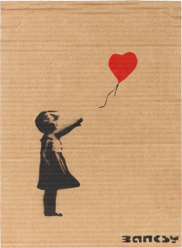 Banksy : Girl with Balloon  (2015)  - Stencil e spray su cartone - Auction Modern and Contemporary Art - I - Casa d'aste Farsettiarte