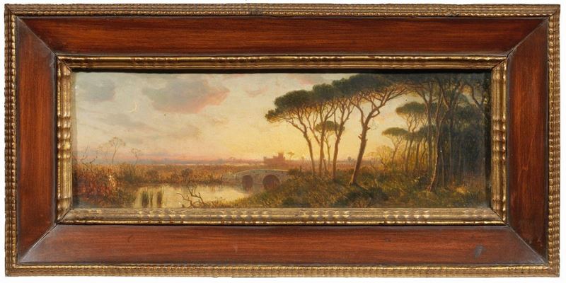 Scuola Romana del XIX Secolo - Paesaggio al Tramonto