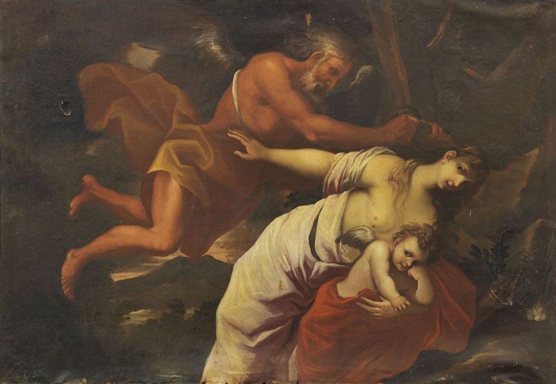 Scuola Veneta Fine XVII Secolo - Venere, il Tempo e Cupido