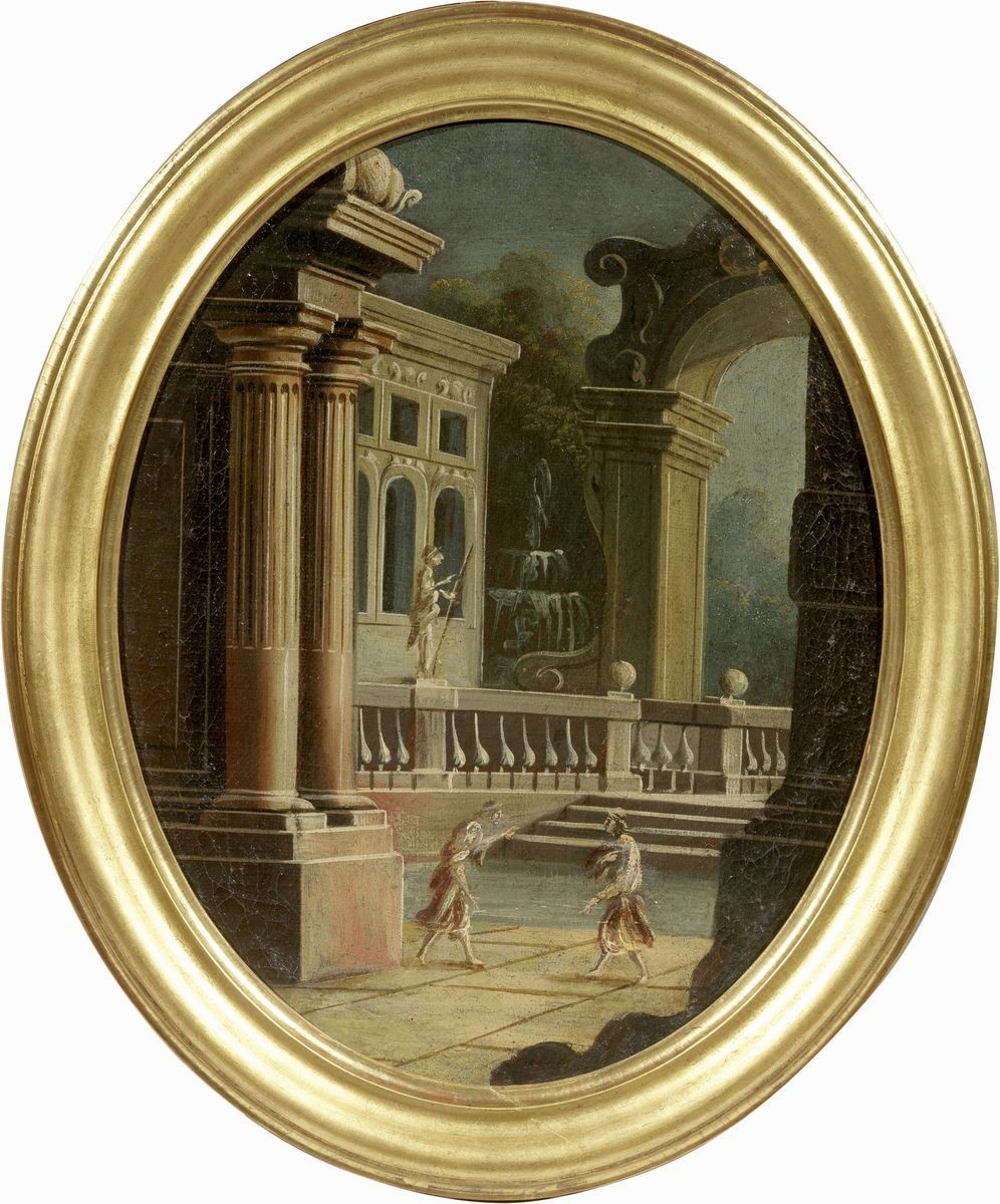 Pietro Paltronieri, Detto il Mirandolese (ambito Di) - «paesaggio con Architetture e Fontane» e «...