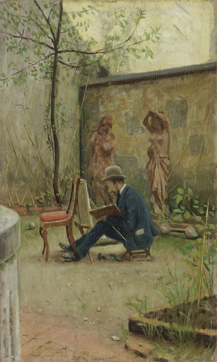 Ignoto del XIX Secolo - Pittore al Lavoro