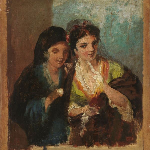 Anonimo del XIX secolo : Al balcone  - Olio su tela - Auction XIX and XX Century Paintings and Sculptures - Casa d'aste Farsettiarte