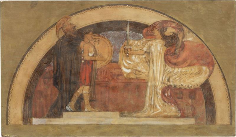Giulio Bargellini - La Forza (studio a un Quarto dal Vero per la Lunetta a Mosaico del Propileo E...