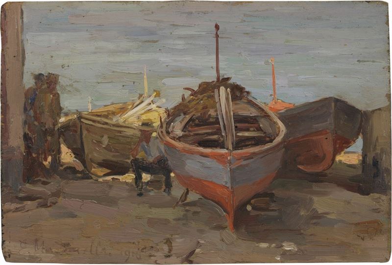 Evasio Montanella - Barche in Secco