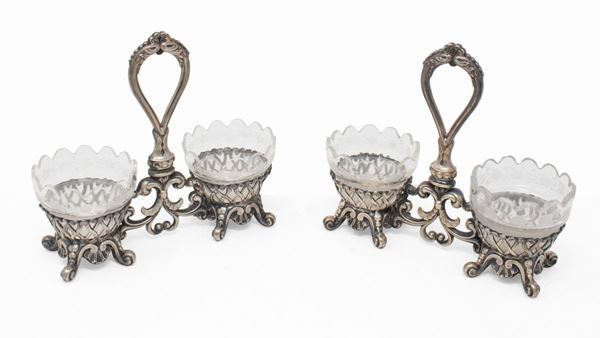 Coppia di saliere in argento e vetro  - Auction The Art of the Table - Casa d'aste Farsettiarte