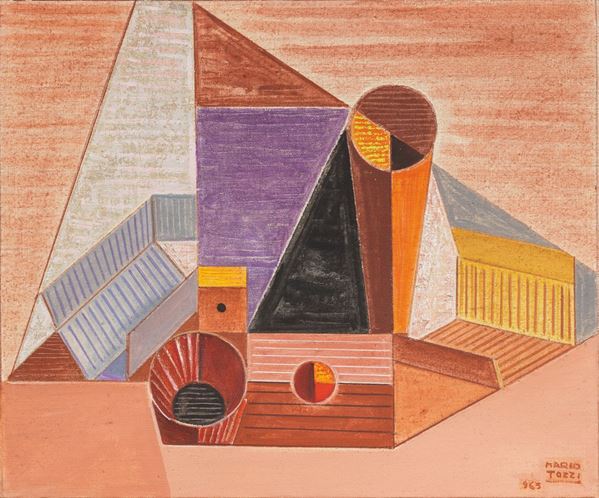 Mario Tozzi : Composizione in rosa n. 1  (1963)  - Olio su tela - Asta Arte Moderna - II - Casa d'aste Farsettiarte