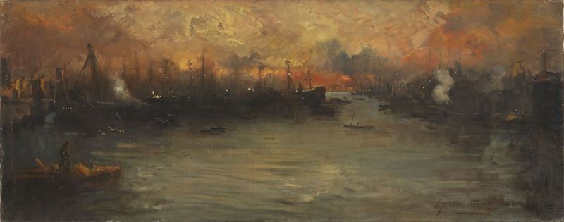 Pompeo Mariani (attr. A) - Veduta del Porto di Genova