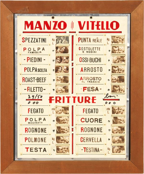 Enrico Baj : Manzo e Vitello  (1970)  - Ready-made modificato, metallo, plastica e fotografie, multiplo, es. 29/50 - Asta Arte Moderna e Contemporanea - I - Casa d'aste Farsettiarte