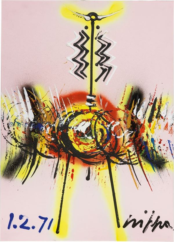 Roberto Crippa : Totem  (1971)  - Acrilico su carta applicata su tela - Asta Arte Moderna e Contemporanea - I - Casa d'aste Farsettiarte