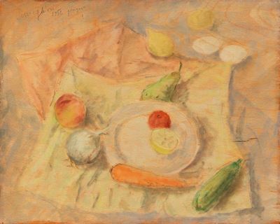 Natura morta, olio su compensato, 1952