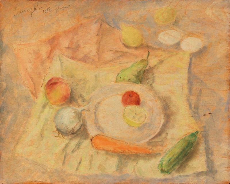Pio Semeghini - Natura morta, olio su compensato, 1952