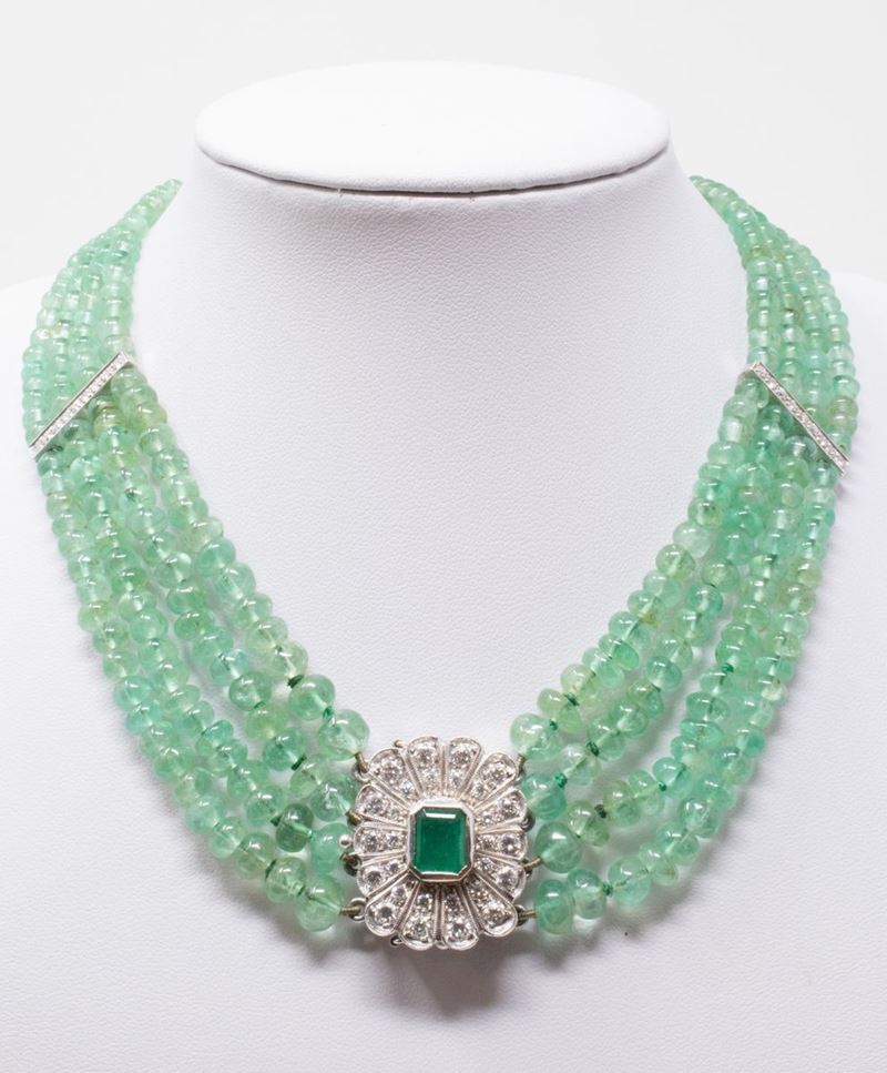 Collana Girocollo di Berillo Naturale Verde