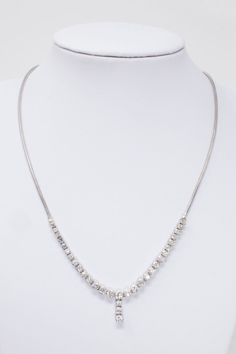 Collana Girocollo in Oro Bianco e Brillanti