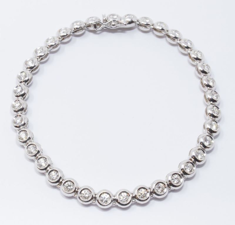 Bracciale Tennis in Oro Bianco e Brillanti
