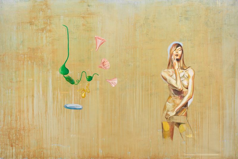 Dormice - D. Graham, Dipingendo soltanto l'acqua per 10 giorni (Charme), olio su tela, 200x300 cm