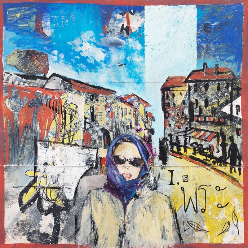 Dormice - D. Graham, Free the porc, olio e acrilico su carta applicata su tela, 1999