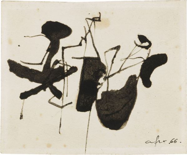 Afro : Senza titolo  (1966)  - Tecnica mista su carta - Auction Modern and Contemporary Art - I - Casa d'aste Farsettiarte