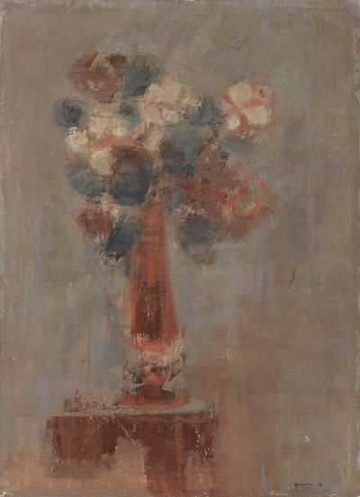 Il vaso rosso, olio su tela (1963)