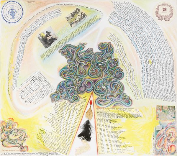 Jean-Jacques Lebel : Senza titolo  (1988)  - Tecnica mista e collage su carta - Auction Modern and Contemporary Art - I - Casa d'aste Farsettiarte