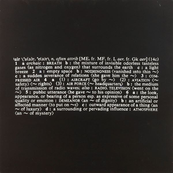 Joseph Kosuth : Titled 'Art As Idea As Idea' [air]  (1967)  - Mounted Photograph - Asta Arte Moderna e Contemporanea - I - Casa d'aste Farsettiarte