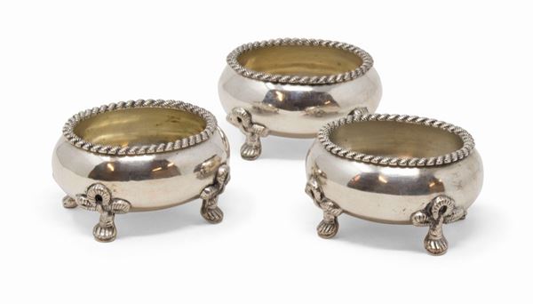 Tre antiche salierine in argento  - Auction The Art of the Table - Casa d'aste Farsettiarte