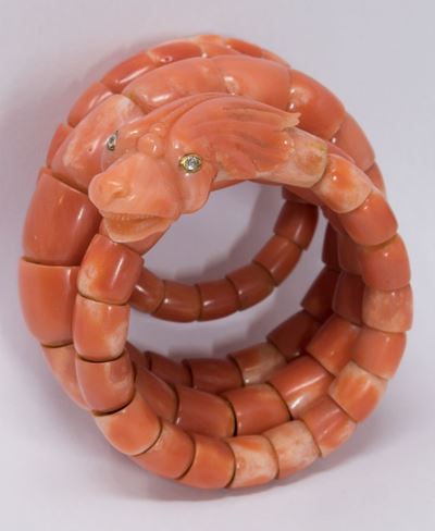 Bracciale a Serpente in Corallo Rosso